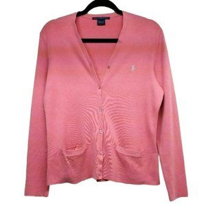 Ralph Lauren Sport Button up Pink Cardigan Size Large